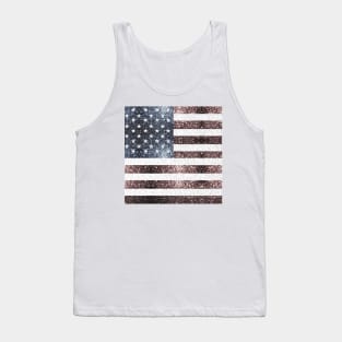 Rustic Red White Blue Faux Sparkles USA flag Tank Top